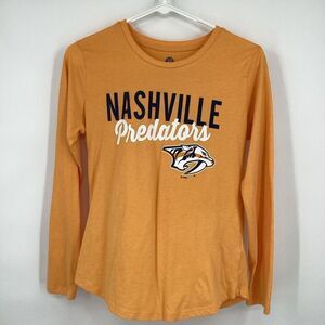 Ladies NHL Nashville Predators Hockey Long Sleeved Tee‎ Shirt small Gold